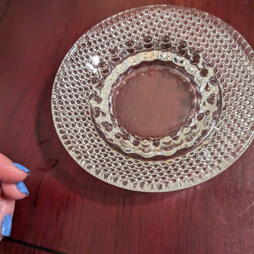 Anchor Hocking Vintage 6” Round Hobnail Ashtray Clear Diamond Point Jewelry Dish